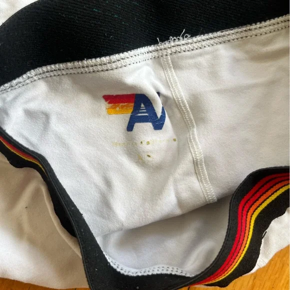 Aviator Nation White Bike Shorts with Black Waistband - Picture 3 of 3